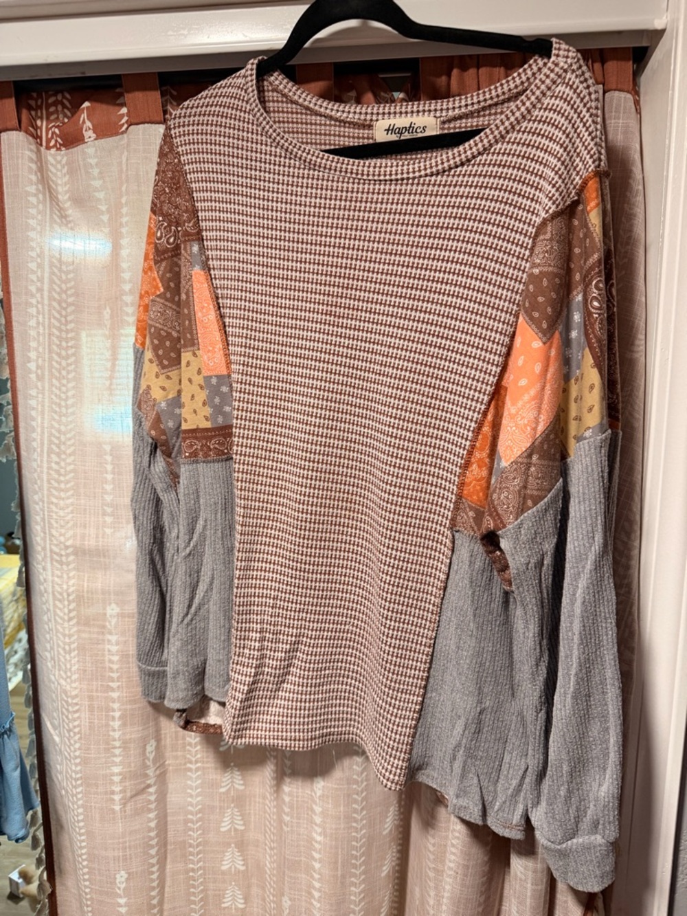 Multi-Pattern Long Sleeve Women's Top